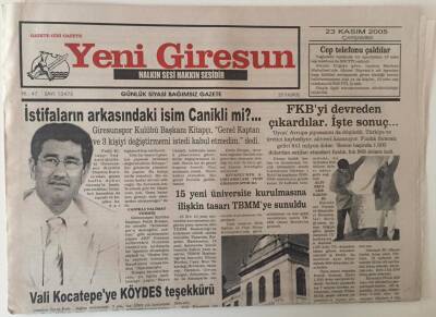 Yeni Giresun Gazetesi 23 Kasım 2005 - İstifaların Arkasındaki İsim Canikli Mi ?.. GZ31098 - 1