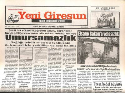 Yeni Giresun Gazetesi 23 Kasım 2006 - CHP Esnaf Bitti, Umursamazlık GZ107953 - 1