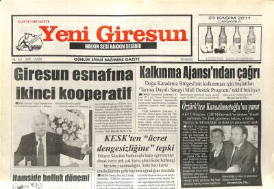 Yeni Giresun Gazetesi 23 Kasım 2011 - Giresun Esnafına İkinci Kooperatif GZ108862 - 1