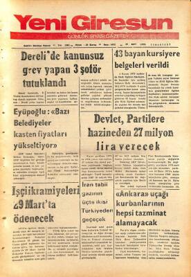 Yeni Giresun Gazetesi 23 Mart 1974 - İran Tabii Gazının Üçte İkisi Türkiyeden Geçecek GZ108531 - 1