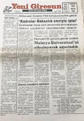Yeni Giresun Gazetesi 23 Mayıs 1996 Giresunspor İş Adamlarımızı Göreve Davet Ediyoruz GZ30404 - 1