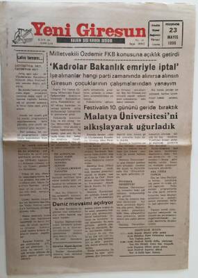 Yeni Giresun Gazetesi 23 Mayıs 1996 - Kadrolar Bakanlık Emriyle İptal GZ28741 - 1