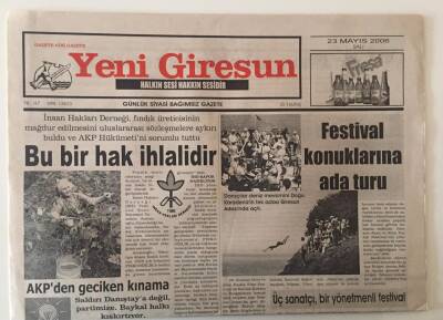 Yeni Giresun Gazetesi 23 Mayıs 2006 - Festival Konuklarına Ada Turu GZ31182 - 1