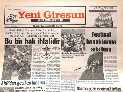Yeni Giresun Gazetesi 23 Mayıs 2006 - Volkan Konaktan Muhteşem Konser GZ108645 - 1