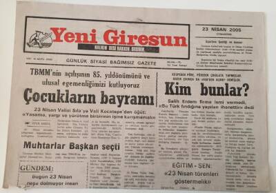 Yeni Giresun Gazetesi - 23 Nisan 2005 - TBMMnin Açılışının 85. Yıldönümünü Ve Ulusal Egemenliğimizi Kutluyoruz - GZ43810 - 1