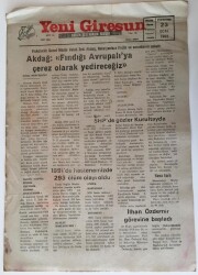 Yeni Giresun Gazetesi - 23 Ocak 1992 - Akdağ Fındığı Avrupalıya Çerez Olarak Yedireceğiz - GZ43873 - 2