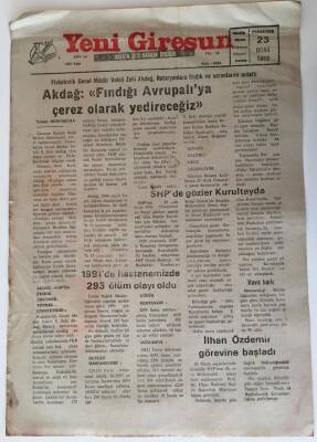 Yeni Giresun Gazetesi - 23 Ocak 1992 - Akdağ Fındığı Avrupalıya Çerez Olarak Yedireceğiz - GZ43873 - 2