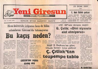 Yeni Giresun Gazetesi 23 Ocak 2001 - Bu Kaçış Neden? GZ107873 - 1