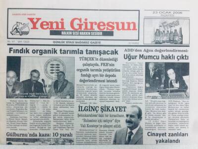 Yeni Giresun Gazetesi 23 Ocak 2006 - Fındık Organik Tarımla Tanışacak GZ41354 - 1
