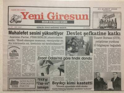 Yeni Giresun Gazetesi 23 Şubat 2006 - Devlet Şefkatine Katkı GZ38225 - 1