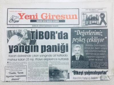 Yeni Giresun Gazetesi - 23 Şubat 2008 - Tiborda Yangın Paniği GZ46503 - 1