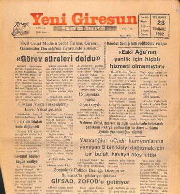 Yeni Giresun Gazetesi 23 Temmuz 1992 - Metin AydınLigde Ses Getireceğiz GZ107991 - 1