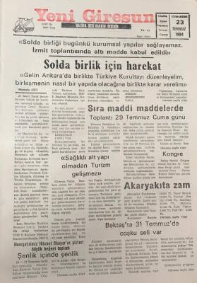 Yeni Giresun Gazetesi 23 Temmuz 1994Sağlıklı Alt Yapı Olmadan Turizm Gelişmez GZ30052 - 1