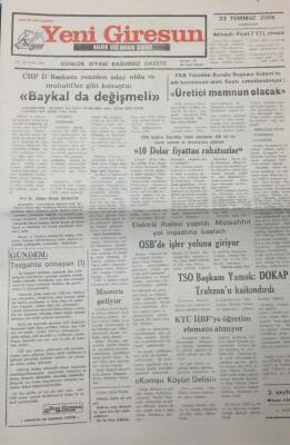 Yeni Giresun Gazetesi 23 Temmuz 2005 Prof. Dr. Süheyl Batum Giresunda GZ25682 - 1