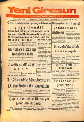 Yeni Giresun Gazetesi 24 Ağustos 1973 - Giresunspor Samsun Maçını En Kuvvetli Kadrosu İle Oynayacak GZ108552 - 1