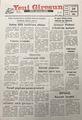 Yeni Giresun Gazetesi 24 Ağustos 1994Giresun Belediyesi Yaz Etkinlikleri Sünnet Şölenine Başvuru Yarın Son GZ30001 - 1