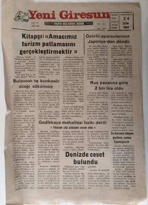 Yeni Giresun Gazetesi 24 Ekim 1992 - Rus Pazarına Giriş 2 Bin Lira Oldu GZ28732 - 1