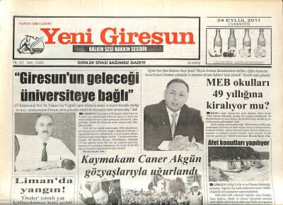 Yeni Giresun Gazetesi 24 Eylül 2011 - Caner Akgün Gözyaşlarıyla Uğurlandı GZ108947 - 1