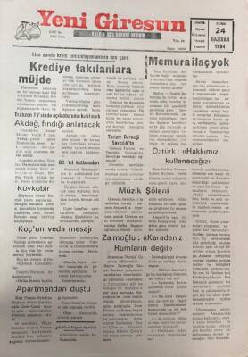 Yeni Giresun Gazetesi 24 Haziran 1994Rasim ZaimoğluKaradeniz Rumların Değil GZ30047 - 1