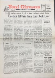 Yeni Giresun Gazetesi 24 Haziran 1996- Üretici 150 Bin Lira Fiyat Bekliyor GZ14016 - 2