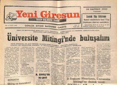 Yeni Giresun Gazetesi 24 Haziran 2000 - Haber-Sende Görev Değişimi GZ77958 - 1