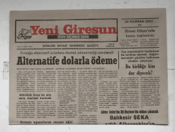 Yeni Giresun Gazetesi 24 Haziran 2003 - Öğrenci Harçları Zamlanıyor GZ5904 - 2