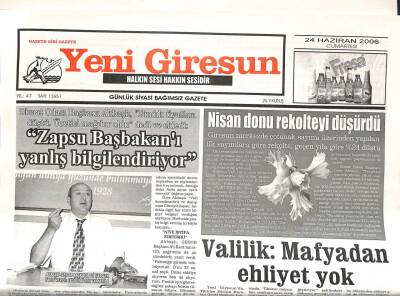 Yeni Giresun Gazetesi 24 Haziran 2006 - Nisan Donu Rekolteyi Düşürdü GZ108556 - 1