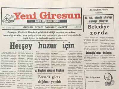 Yeni Giresun Gazetesi 24 Kasım 1999 Mehmet Işık Ekonomik Sıkıntıyı Aşmaya Çalışıyor GZ30302 - 1