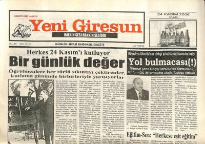Yeni Giresun Gazetesi 24 Kasım 2006 - Destek Primi Yükseliyor GZ101821 - 2
