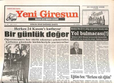 Yeni Giresun Gazetesi 24 Kasım 2006 - Fiskobirlik Para Peşinde GZ107954 - 1