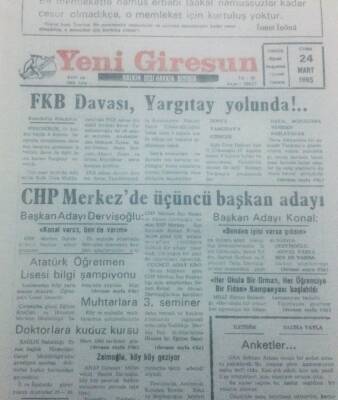 Yeni Giresun Gazetesi 24 Mart 1995 - FKB Davası Yargıtay Yolunda GZ42190 - 1