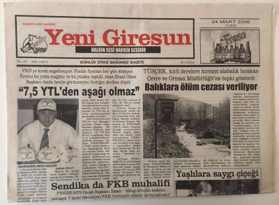 Yeni Giresun Gazetesi 24 Mart 2006 - Balıklara Ölüm Cezası Veriliyor GZ31171 - 1
