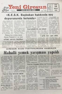 Yeni Giresun Gazetesi 24 Mayıs 1996Giresun Aksu Festivalinden Haberler GZ30381 - 1