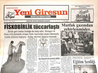 Yeni Giresun Gazetesi 24 Mayıs 2006 - Fiskobirlik Tüccarlaştı GZ108646 - 1