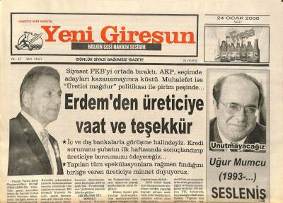 Yeni Giresun Gazetesi 24 Ocak 2006 - Uğur Mumcuyu Unutmayacağız GZ108842 - 1