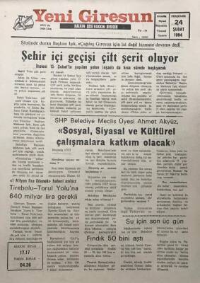 Yeni Giresun Gazetesi 24 Şubat 1994 Sözünde Duran Başkan Işık Çağdaş Giresun İçin Laf Değil Hizmete Devam Dedi GZ25989 - 1