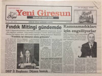 Yeni Giresun Gazetesi 24 Şubat 2006 - Fındık Mitingi Gündemde GZ38224 - 1