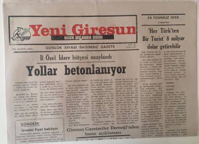 Yeni Giresun Gazetesi 24 Temmuz 1999 - Yollar Betonlanıyor ... GZ31070 - 1