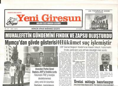 Yeni Giresun Gazetesi 24 Temmuz 2006 - Erkan Mumcudan Gövde Gösterisi GZ108582 - 1