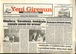 Yeni Giresun Gazetesi 25 Aralık 2006 - MHP Marka Kent Projesine Dahil Edilmeliyiz GZ101796 - 1