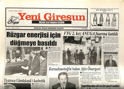 Yeni Giresun Gazetesi 25 Ekim 2011 - Çotanaklar 90da Yıkıldı GZ108886 - 1