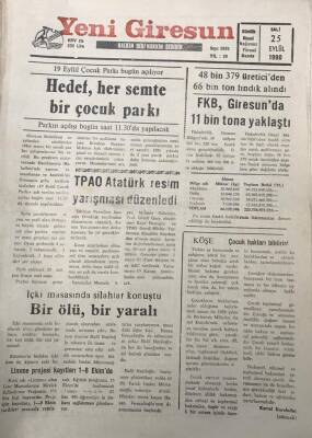 Yeni Giresun Gazetesi 25 Eylül 1990 FKB Giresunda 11 Bin Tona Yaklaştı GZ30160 - 1