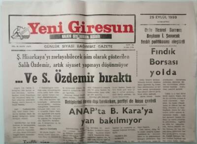 Yeni Giresun Gazetesi 25 Eylül 1999 Rakiplerini Devre Dışı Bırakırken Partiyi De Kuşa Çevirdi -GZ33289 - 1