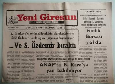 Yeni Giresun Gazetesi 25 Eylül 1999 Rakiplerini Devre Dışı Bırakırken Partiyi De Kuşa Çevirdi -GZ37127 - 1