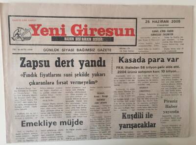 Yeni Giresun Gazetesi 25 Haziran 2005 - Zapsu Dert Yandı , Kuşdili İle Yarışacaklar GZ31148 - 1