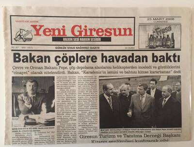Yeni Giresun Gazetesi 25 Mart 2006 - Bakan Çöplere Havadan Baktı GZ31178 - 1