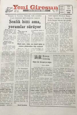 Yeni Giresun Gazetesi 25 Mayıs 1990 Şenlik Bitti Ama Yorumlar Sürüyor GZ30254 - 1