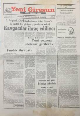 Yeni Giresun Gazetesi 25 Mayıs 1999 Giresunsporda Yönetim Arayışı GZ25661 - 1