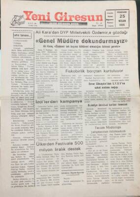 Yeni Giresun Gazetesi 25 Nisan 1996-Fiskobirlik Borçtan Kurtuluyor GZ14033 - 1
