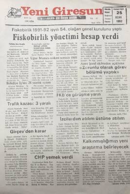 Yeni Giresun Gazetesi 25 Ocak 1993 Uğur Mumcu Suikast Sonucu Öldü GZ30669 - 1